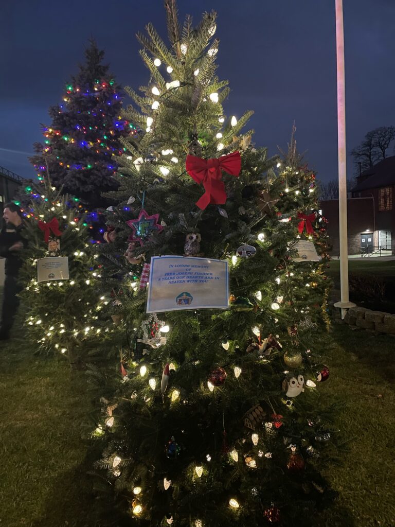 Freddy's memorial tree at the 2023 St. Teresa tree lighting